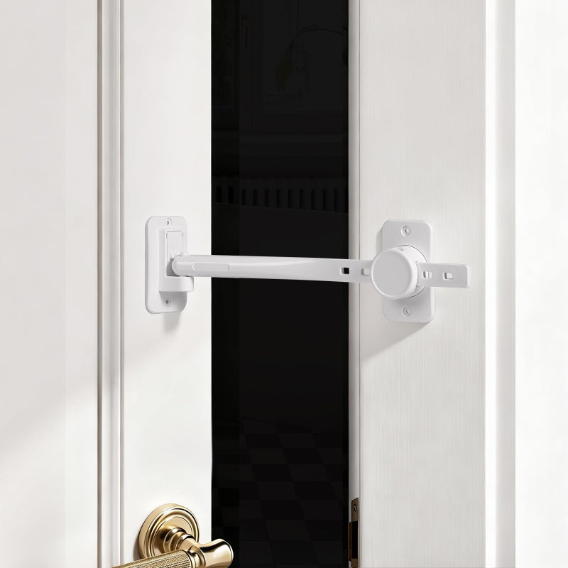 CLYMENE Door Stopper and Latch for Cats, Extra Large Adjustable Cat Door Holder Latch - Keeps Dogs Out of Litter Box & Feeding Area â€“ Tool-Free Installation, White - Image 1