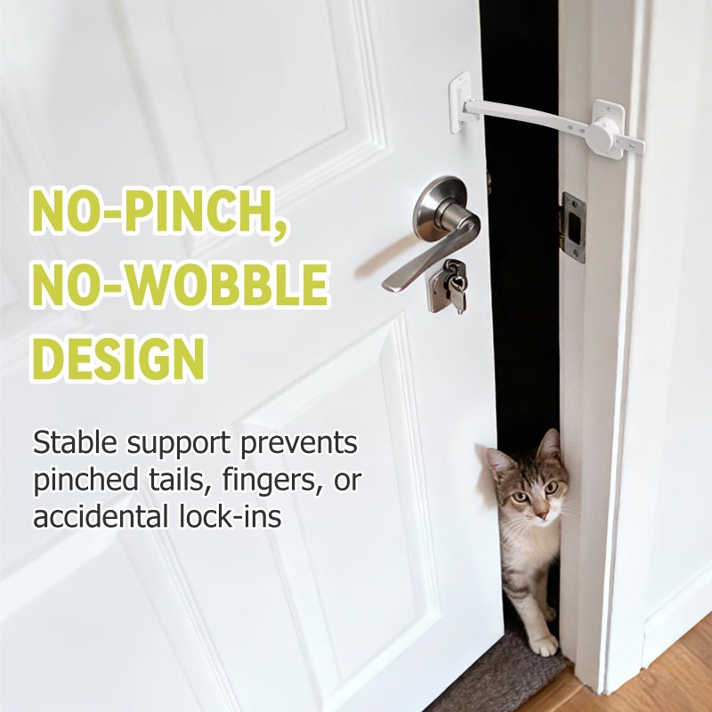 CLYMENE Door Stopper and Latch for Cats, Extra Large Adjustable Cat Door Holder Latch - Keeps Dogs Out of Litter Box & Feeding Area â€“ Tool-Free Installation, White - Image 4
