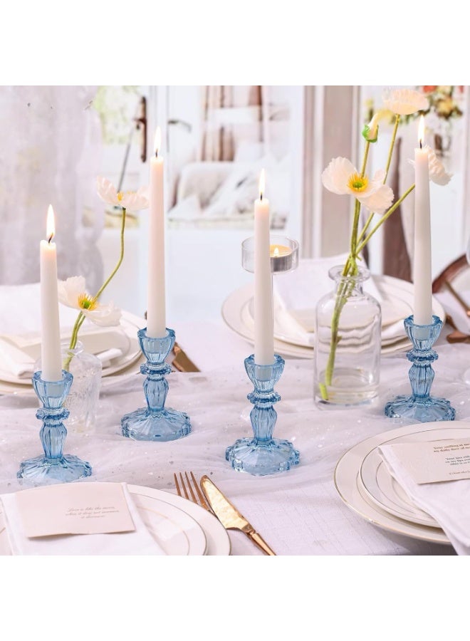 HOME ZONE Set of 2 Blue Taper Candle Holders for Table Centerpiece, Gold Tall Candle Stick Holder Stand for Wedding Decorations, Birthday, Table Décor - Image 5