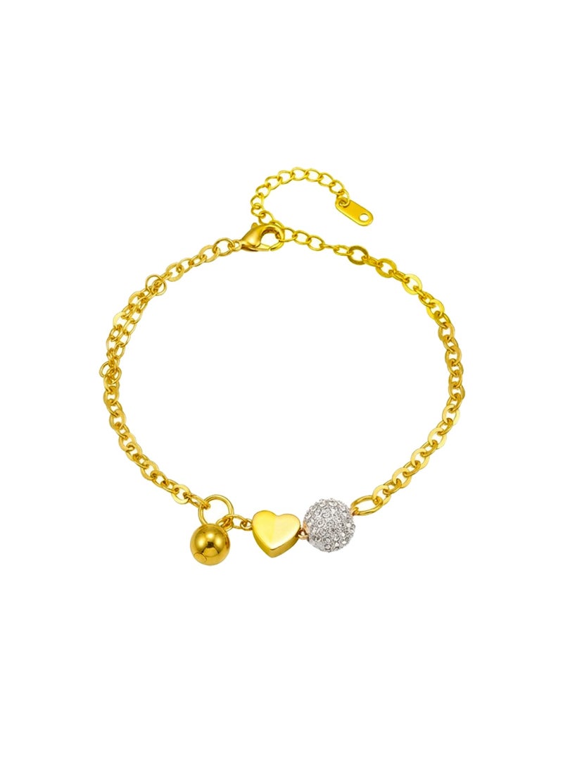 Julia Store 18K Gold Plated Stainless Steel Aesthetic Exquisite Luxury Elegant Dainty Cute Trendy Hypoallergenic Waterproof Fancy Cubic Zirconia Disco Ball Love Heart Dangle Ball Jewelry Gift Jullietta Collection - Image 1