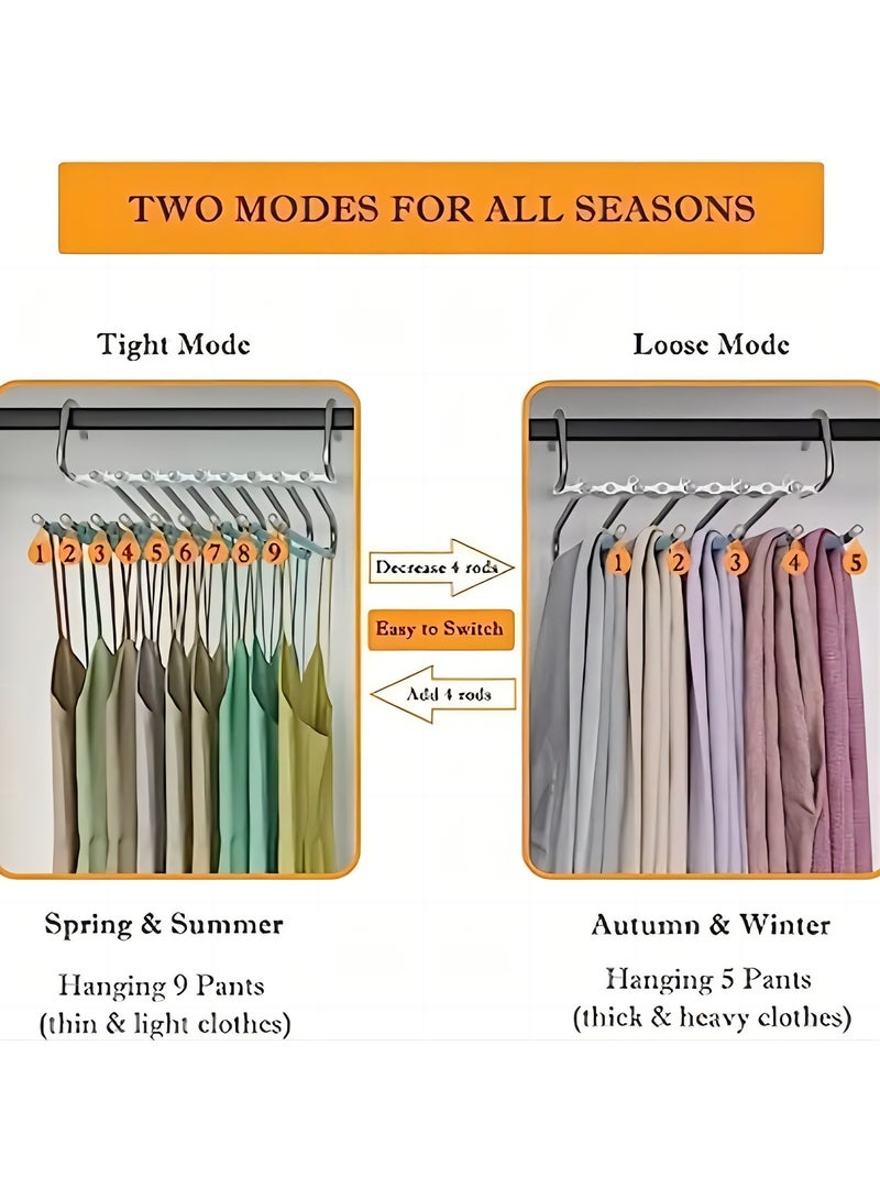 Arabest 1 Piece Upgraded 9-layer Trouser Rack, Space-saving, Non-slip, Stainless Steel Multifunctional Rack, S-shaped Wardrobe Storage Bag With Hook To Hang Leggings  - Image 5