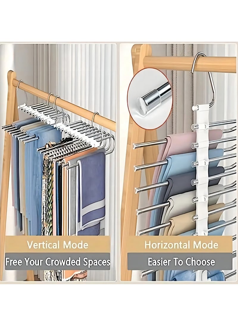 Arabest 1 Piece Upgraded 9-layer Trouser Rack, Space-saving, Non-slip, Stainless Steel Multifunctional Rack, S-shaped Wardrobe Storage Bag With Hook To Hang Leggings  - Image 2