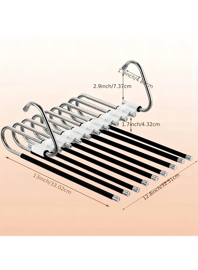 Arabest 1 Piece Upgraded 9-layer Trouser Rack, Space-saving, Non-slip, Stainless Steel Multifunctional Rack, S-shaped Wardrobe Storage Bag With Hook To Hang Leggings  - Image 3