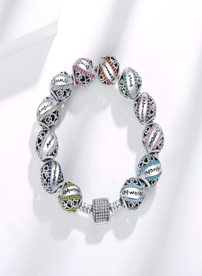 Linorui Birthstone Charms for Charms Bracelet 925 Sterling Silver Bead Openwork Charms Fit Pandora Charms Bracelet, Fit Women Wife Mom Christmas Birthday Gift - Image 2