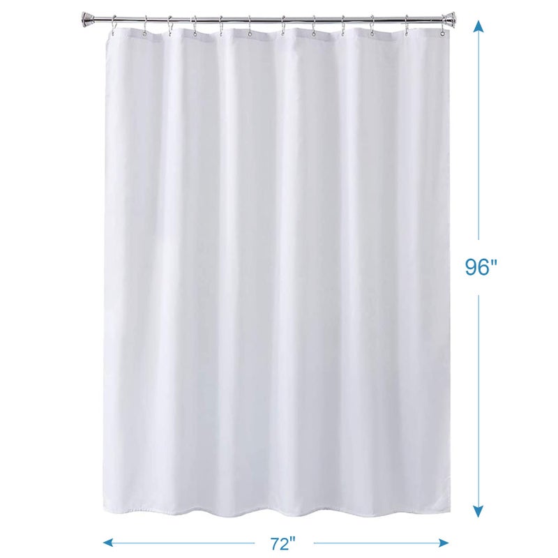 Amazer Extra Long Shower Curtain Liner Washable, 72 x 96 Inches, Fabric White Shower Liner with 2 Bottom Stones, Waterproof 2-in-1 Shower Curtain and Liner, 12 Grommet Holes, Hotel Quality, White - Image 2