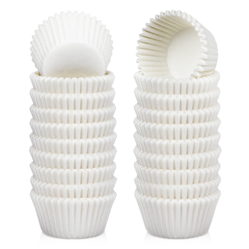 Caperci 500 Count Mini Cupcake Liners White Muffin Liners Greaseproof No Smell Small Cupcake Wrappers Baking Cups - Image 1