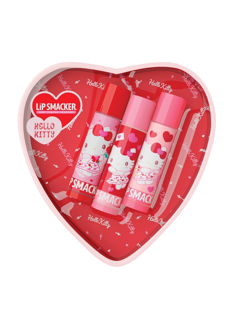 Lip Smacker Lip Smacker Heart Tin Lip Balm Trio Sweet  Fruity Flavors Moisturizing  Hydrating Lip Care Sheer Glossy Finish Fun  Collectible Gift Set for All Ages  Hello Kitty 
