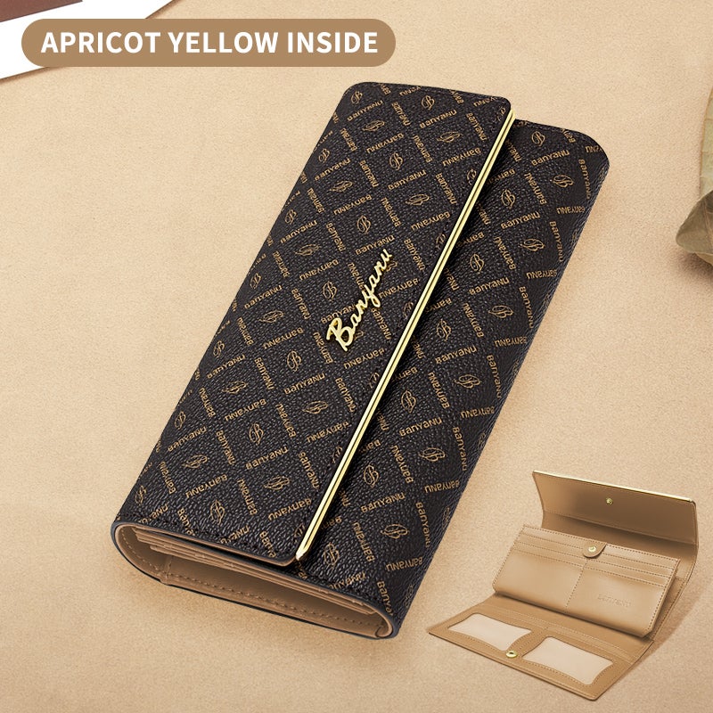 banyanu Women's Large Capacity PVC Wallet with Geometric Print - Vintage Style, BYN-1699 - Image 1