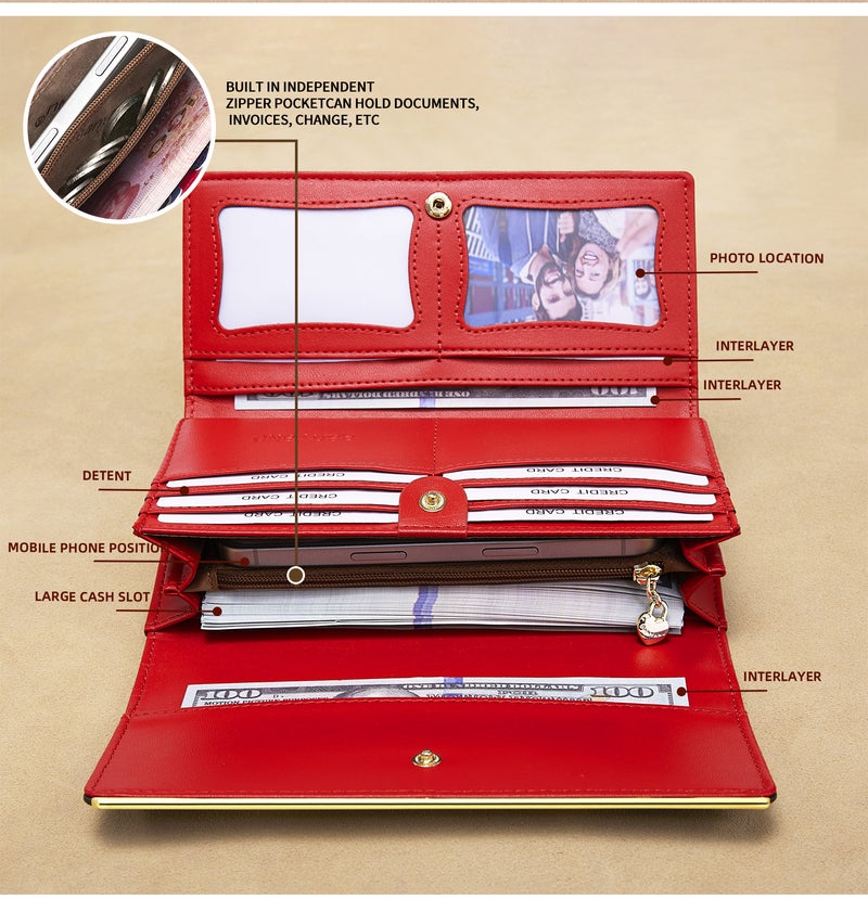 banyanu Women's Large Capacity PVC Wallet with Geometric Print - Vintage Style, BYN-1699 - Image 3