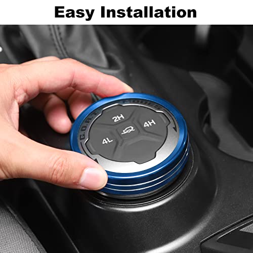 JWWY Air Conditioner Headlight Switch Knob 4WD Wheel Drive Trailer Gear Switch Knob Cover for 2021-2025+ Ford Bronco Accessories Aluminum Alloy 6PCS Blue（Don't fit Bronco Sport） - Image 3