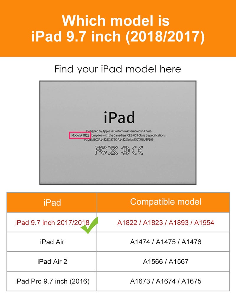 DTTO for iPad 6th Generation Case 9.7 Inch 2018, Smart Slim Lightweight Stand with Soft TPU Back Cover for iPad 5th Generation 9.7" 2017, Auto Sleep/Wake, Midnight Green - Image 2