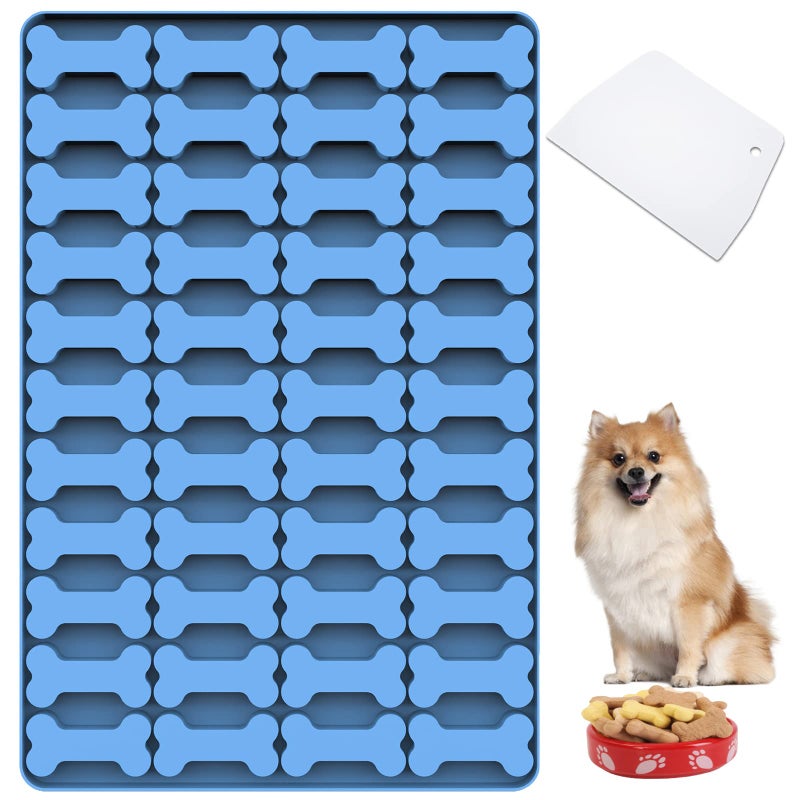 Amyandone Dog Bone Silicone Molds 44 Cavities Small Dog Bone Shaped Pet Treat Mold for Baking and Freezing Dog FoodSnacksBiscuitsCandyChocolate for Medium and Large Dogs with a Scraper