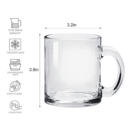 Accguan Glass Coffee Mug Set, (8 Pack) 12 Ounce with Convenient Handle, Tea Glasses for Hot/Cold Beverages, Thermal Shock Resistant, Tempered Glass, Mugs for Cappuccino, Latte, Espresso - Image 2