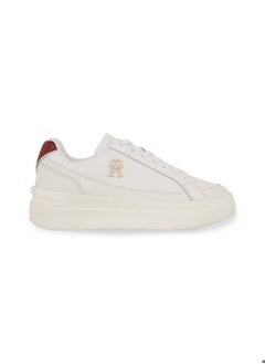 TOMMY HILFIGER Women's Elevated  Leather Cupsole Trainers/ Sneakers, White  - Image 1
