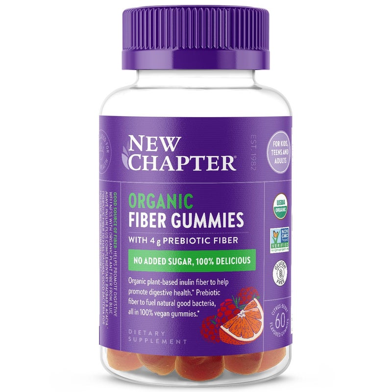 New Chapter Organic Fiber Gummies for Adults Kids Age 4 PlantBased Prebiotic Fiber for Digestive Health Vegan NonGMO USDA Organic Gluten Free CitrusBerry Flavored 60 ct