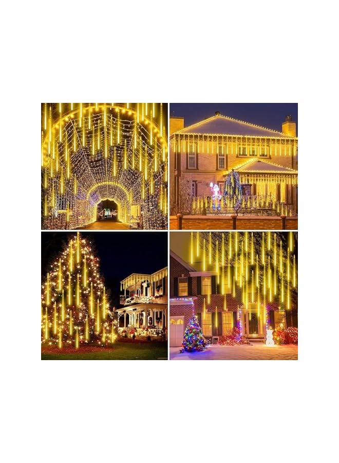 The Bros Meteor Shower Light,Outdoor Meteor Shower Rain Lights,30CM 8 Tubes Falling Rain Lights,Icicle Cascading Lights for Festival Wedding Party Holiday,String Light for Garden Tree(Warm White) - Image 3