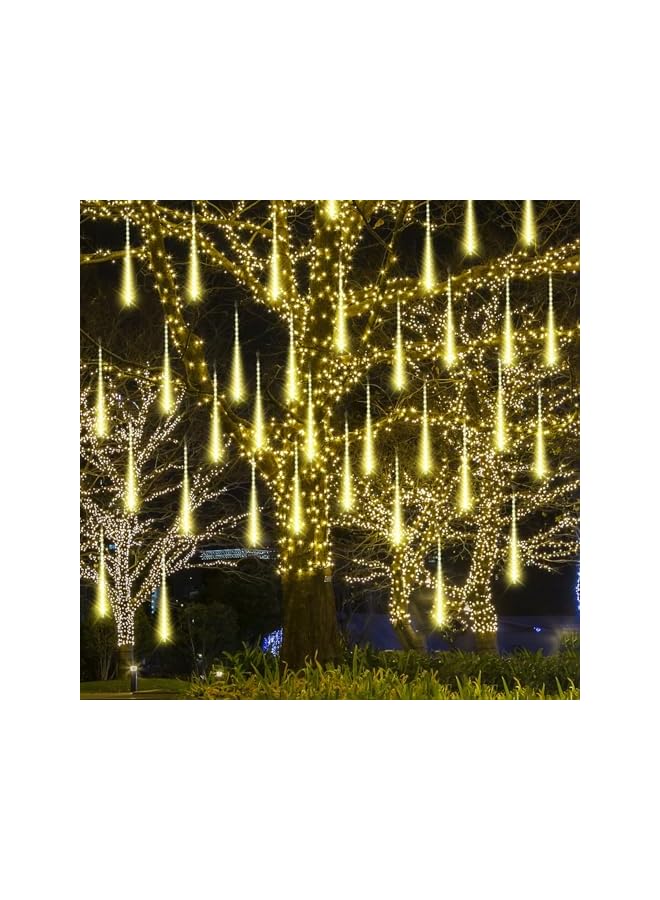 The Bros Meteor Shower Light,Outdoor Meteor Shower Rain Lights,30CM 8 Tubes Falling Rain Lights,Icicle Cascading Lights for Festival Wedding Party Holiday,String Light for Garden Tree(Warm White) - Image 4