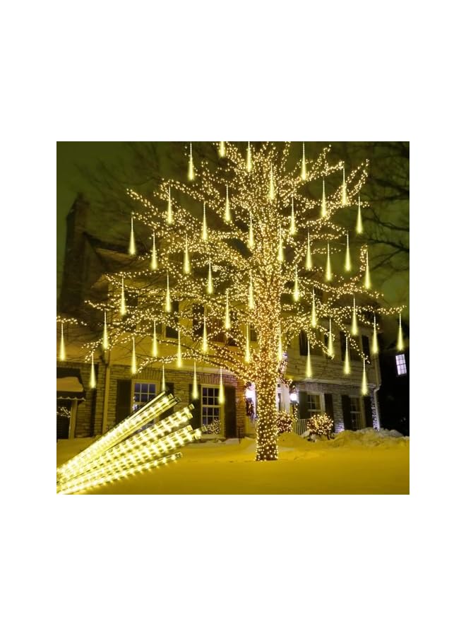 The Bros Meteor Shower Light,Outdoor Meteor Shower Rain Lights,30CM 8 Tubes Falling Rain Lights,Icicle Cascading Lights for Festival Wedding Party Holiday,String Light for Garden Tree(Warm White) - Image 2