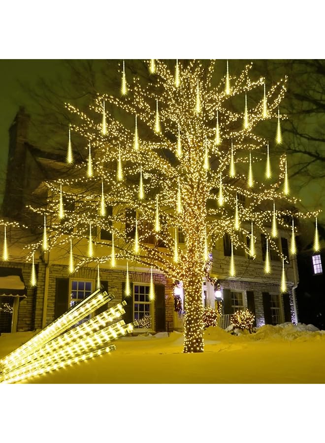 The Bros Meteor Shower Light,Outdoor Meteor Shower Rain Lights,30CM 8 Tubes Falling Rain Lights,Icicle Cascading Lights for Festival Wedding Party Holiday,String Light for Garden Tree(Warm White) - Image 1