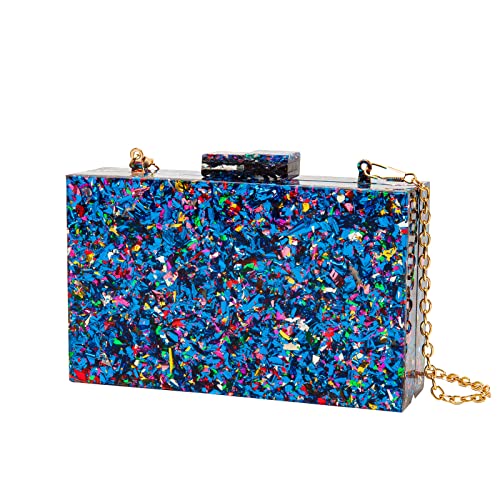 LETODE Acrylic Clutch Purses for women Perspex Bag Box Clutch Evening Crossbody Handbags (Blue) Small - Image 2