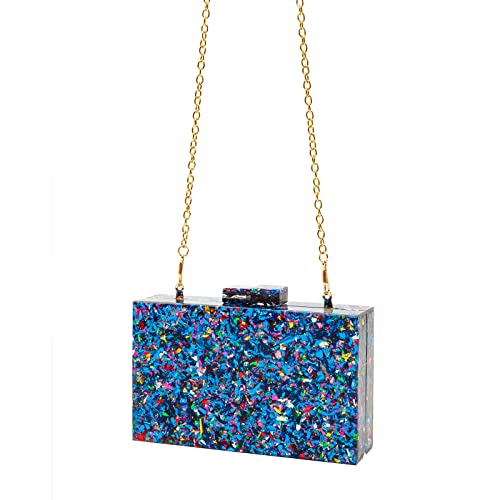 LETODE Acrylic Clutch Purses for women Perspex Bag Box Clutch Evening Crossbody Handbags (Blue) Small - Image 5