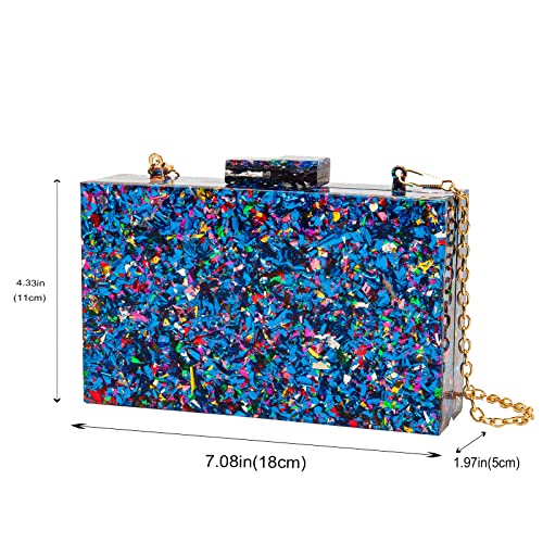 LETODE Acrylic Clutch Purses for women Perspex Bag Box Clutch Evening Crossbody Handbags (Blue) Small - Image 3