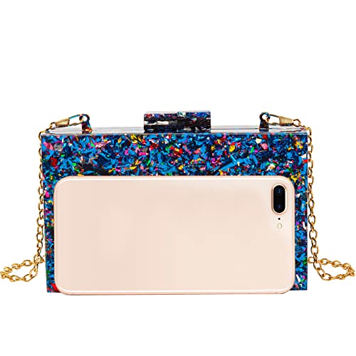 LETODE Acrylic Clutch Purses for women Perspex Bag Box Clutch Evening Crossbody Handbags (Blue) Small - Image 4