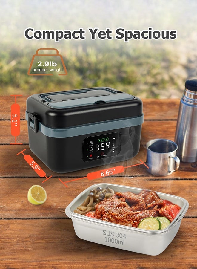 Smart insulated lunch box, no need for water, automatic heating and steaming, portable car travel, camping, picnic, large capacity, with fork and spoon, insulated portable bag - Image 4