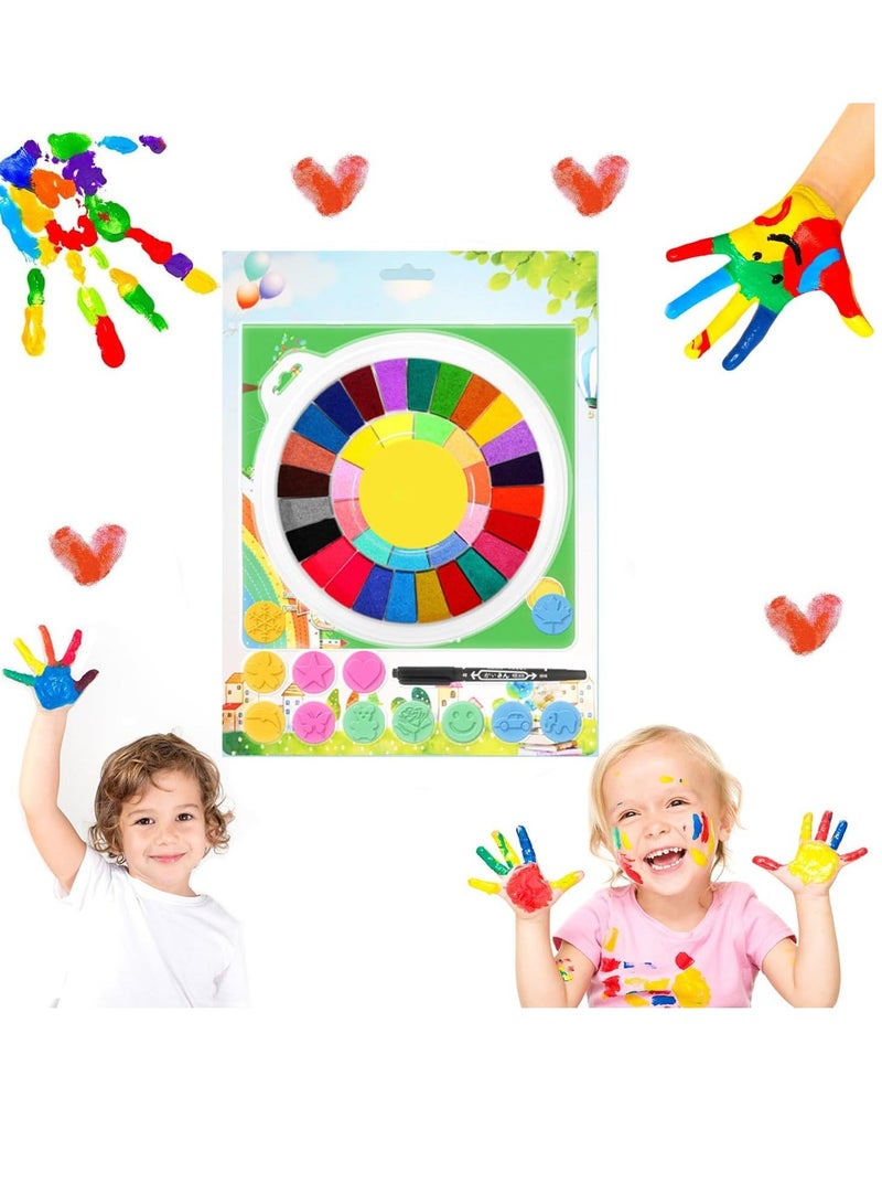 شو وو Washable Finger Painting Set for Kids 24 Colors Fun Kit Toys Non-Toxic Children's Paints Supplies Drawing - Image 1
