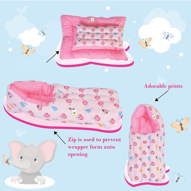 Toddylon Baby Bags 3 in 1 Bed | Wrapper | Newborn Boys Girls | Wearable Blankets | Cotton (0-6 Months) Pink - Image 4