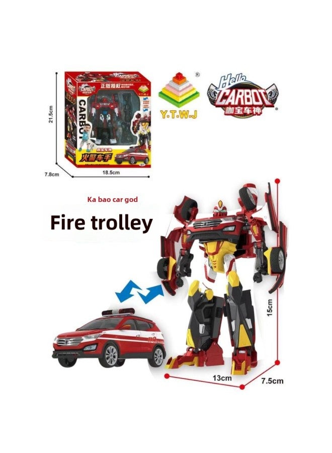 Coffee Treasure Car God Genuine Authorized Fit Sliding Deformation Car Robot Model Children Gift King Kong Toy-Color:[Yuetong Suit] Fire Alarm + Special Police + High Energy  - Image 3