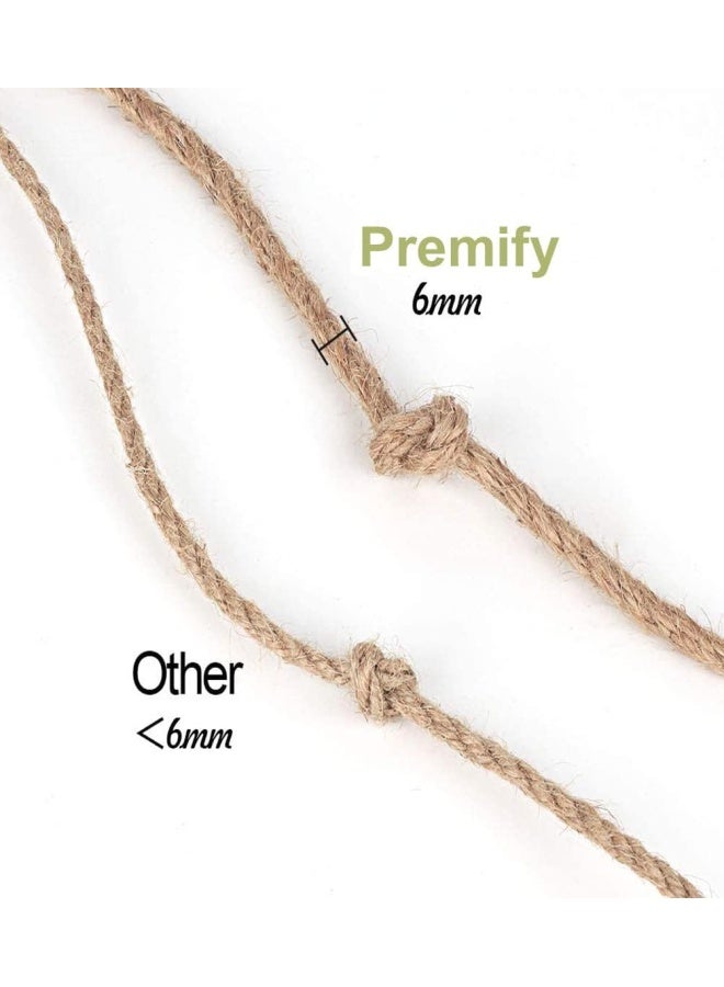 Premify 20M Jute Rope, 6Mm Natural Jute Twine Rustic Cord,Hemp String For Diy Box Packing Wedding Decoration, Bundling Wrapping Floristry Arts Crafts - Image 2
