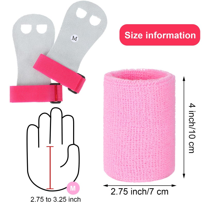 Vinsot 2 Gymnastics Grips Wristbands Sets for Kids Youth, Palm Protection and Wrist Support Sports Accessories for Workout Exercise (Pink, Black, White) - Image 2
