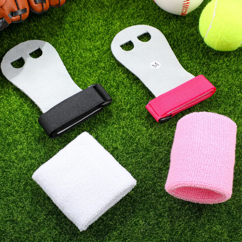 Vinsot 2 Gymnastics Grips Wristbands Sets for Kids Youth, Palm Protection and Wrist Support Sports Accessories for Workout Exercise (Pink, Black, White) - Image 5