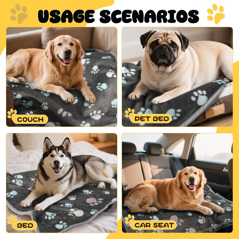 Vowanop Premium Soft Dog Blanket Washable, 40" x 32" Flannel Gray Dog Blanket for Small and Medium Dogs and Indoor Cats - Image 4