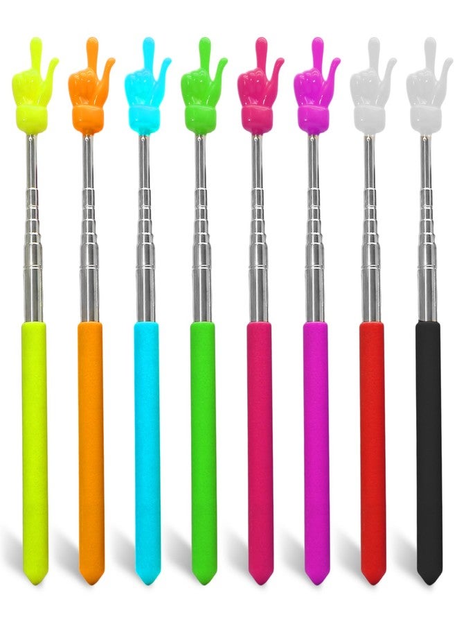 Hitefu 8 Pcs Extendable Finger Pointer Stick, Telescopic Teachers Pointer, Retractable Hand Stick for Classroom, Whiteboard, Presentation & Interactive Learning (8 Colors) - Image 1