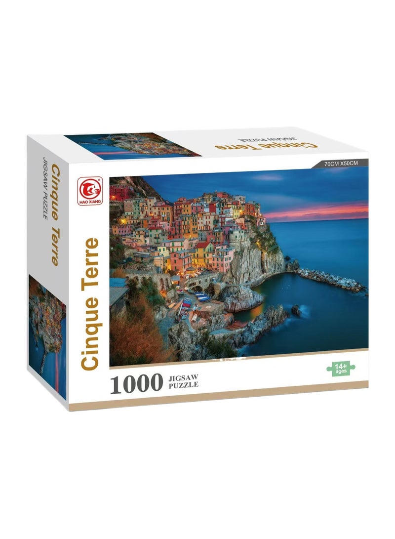 1000 Pieces Jigsaw Puzzles for Adults Dusk at Cinque Terre Puzzle  (Dusk at Cinque Terre , 70cm x 50cm-1000 Pieces)  - Image 1