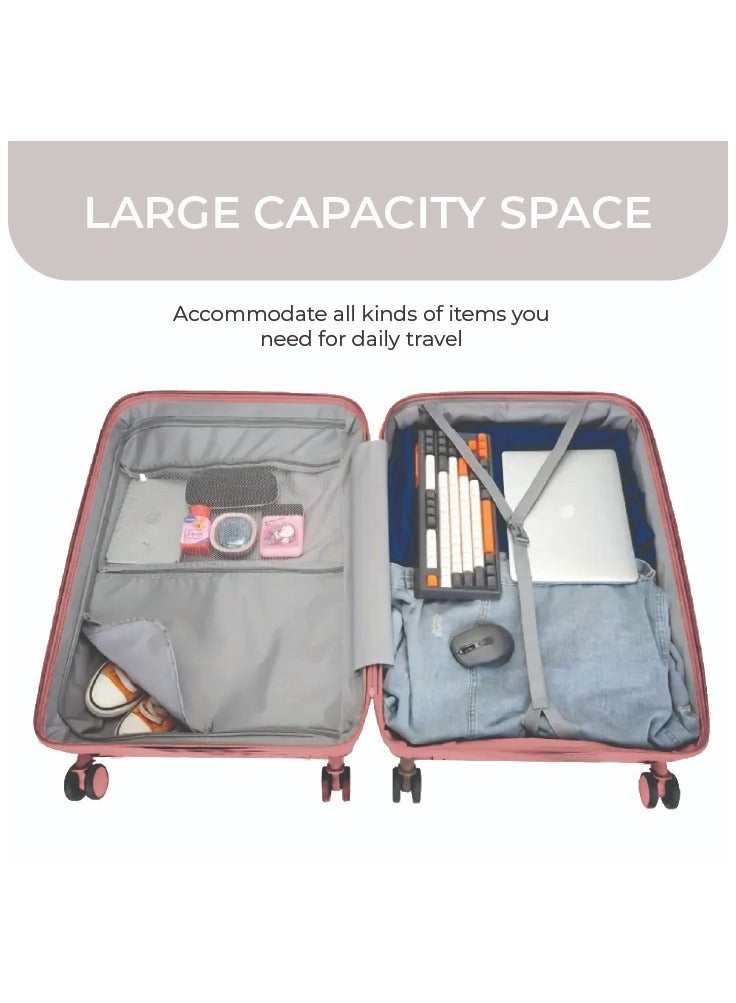 Reflection PP Carry On Suitcase Airline Approved, Scratchproof Lightweight 28 Inch  Luggage- 360° Silent Wheels, PP Hard Luggage Trolley, Spinner Wheels, Travel Luggage  (28-Inch , Rose Gold) - Image 4