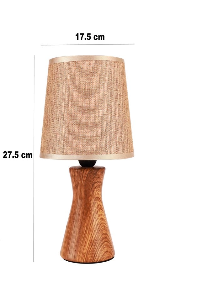 HOME ELEMENTS Modern Ceramic Table Lamp with Fabric Shade, Bedside Night Light for Bedroom Living Room, Study Lamp, Reading Desk lamp, Nightstand Lamp, Home Decor Items 17.5x27cm (Walnut) - Image 4