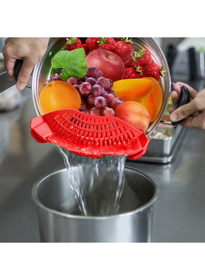 AUOON مصفاة سيليكون قابلة للتثبيت لجميع الأواني والمقالي، مصفاة باستا AUOON القابلة للتثبيت للطعام لمصفاة اللحم والخضروات والفواكه، مصفاة مطبخ سيليكون - Image 4