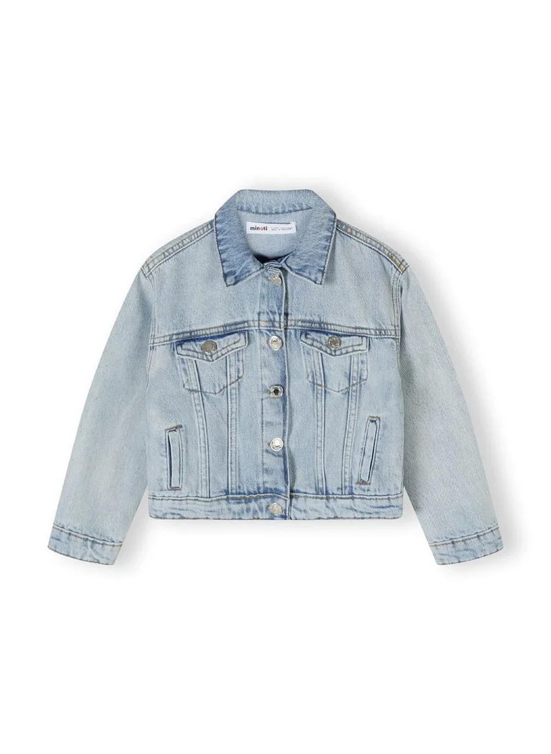مينوتي Kids Girls Oversized Denim Jacket