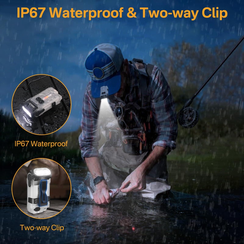 BORUIT V15 Small Flashlight Powerful 1200 Lumen with 80° Swivel Head, Clip Magent Warm Red Blue COB Light - Mini Pocket Keychain EDC Flashlights USB Rechargeable IP67 LED Flash Light - Image 5