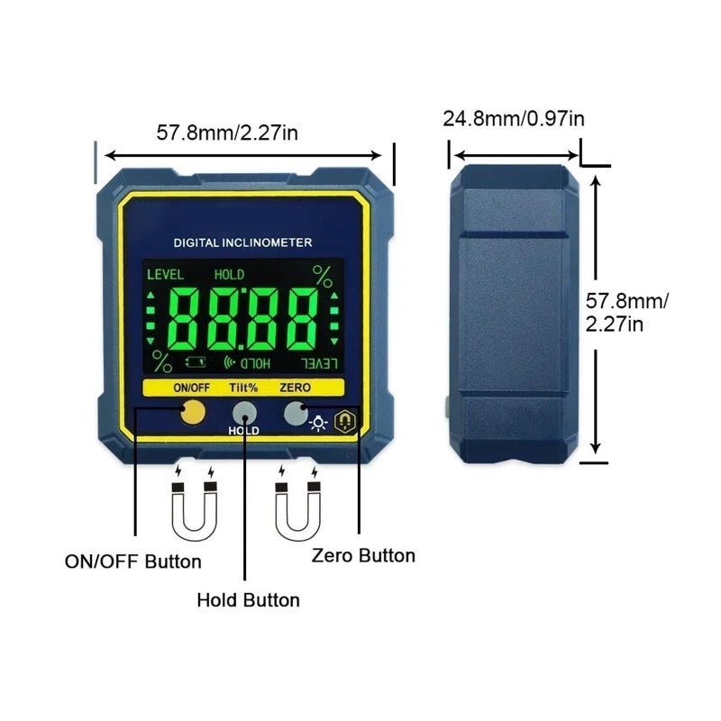 Digital Angle Finder Gauge Magnetic Protractor Inclinometer With Backlight Blue - Image 4