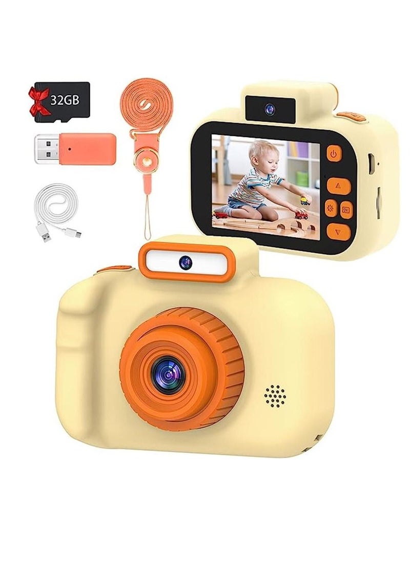 Generic Kids Selfie Camera - 1080P HD Digital Video Camera Toy for 3 to 12 Year Old Boys Girls, Birthday Festival Gifts for Kids, USB Rechargeable Kids Camera with 32GB SD Card (Yellow)  - Image 1
