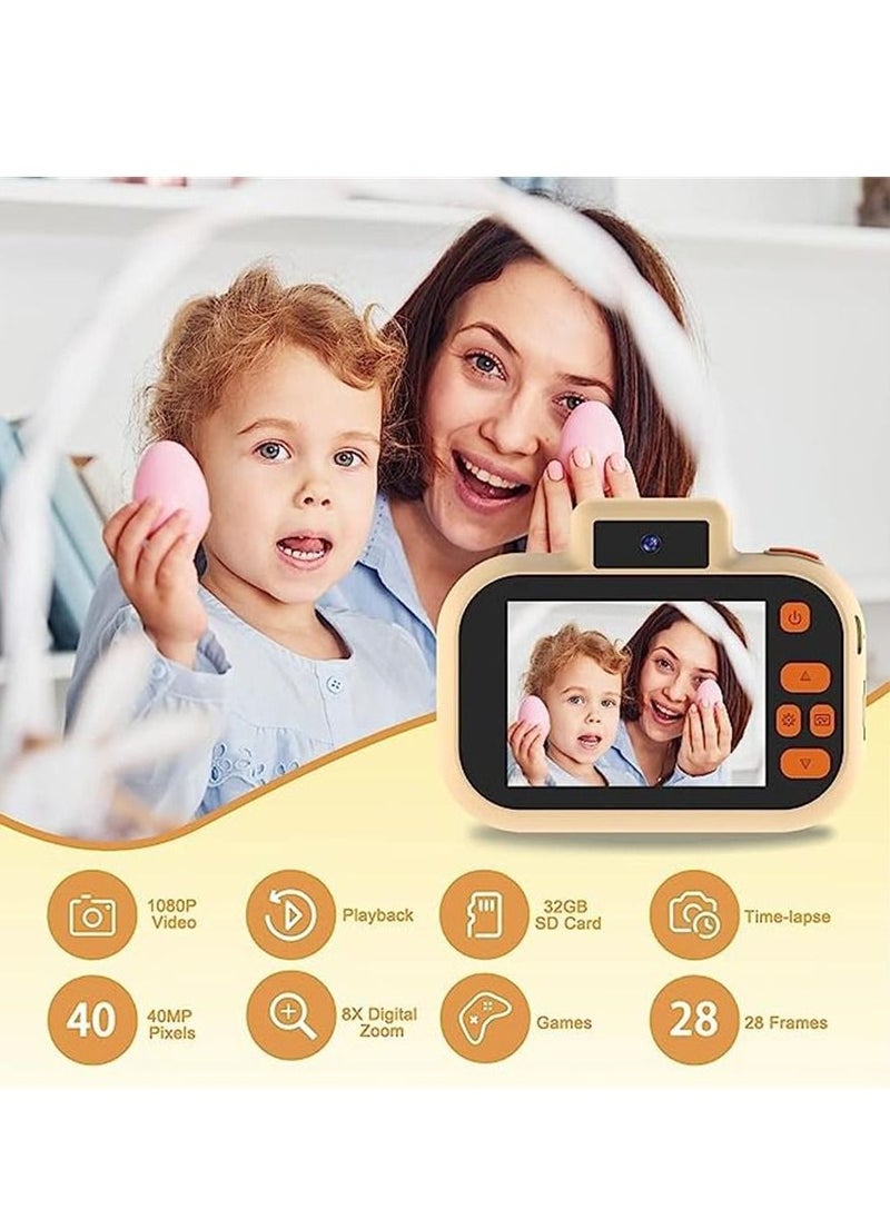 Generic Kids Selfie Camera - 1080P HD Digital Video Camera Toy for 3 to 12 Year Old Boys Girls, Birthday Festival Gifts for Kids, USB Rechargeable Kids Camera with 32GB SD Card (Yellow)  - Image 2