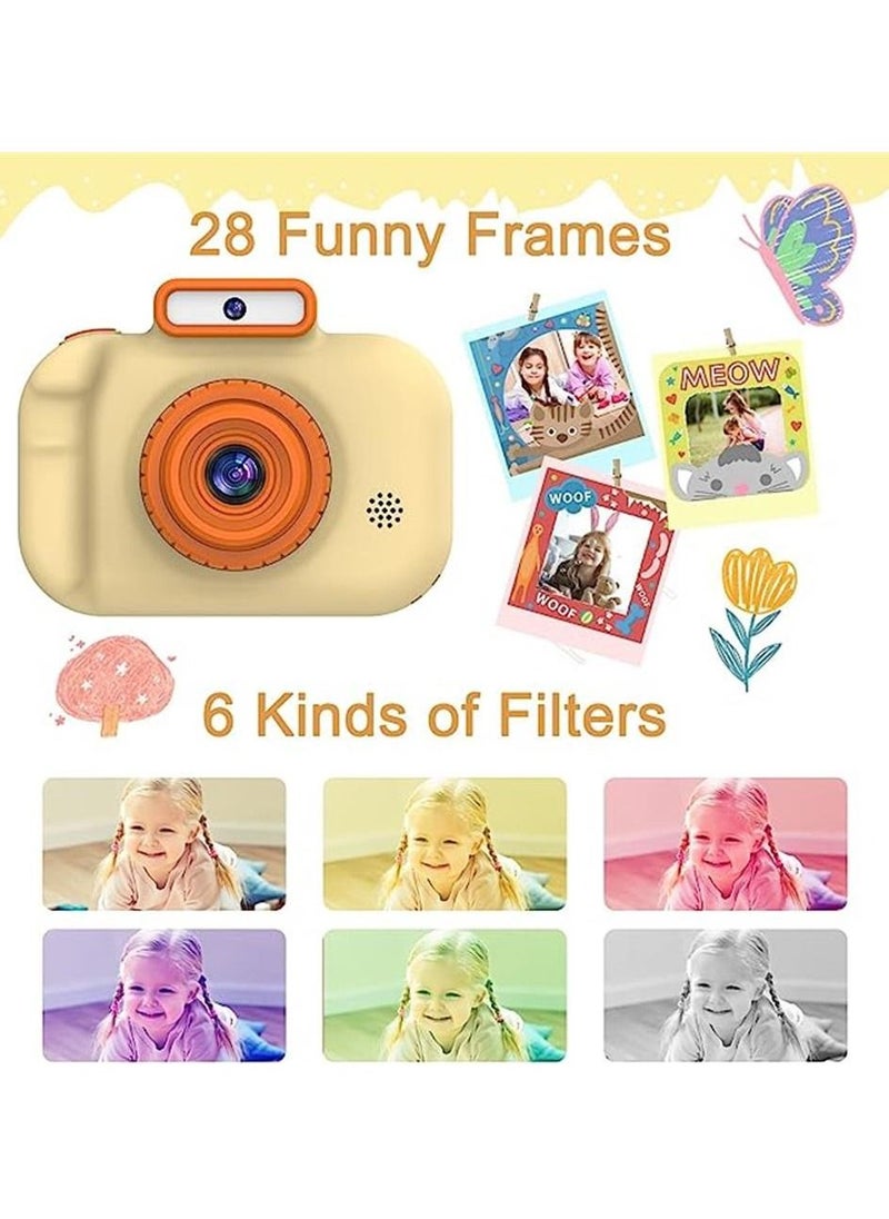 Generic Kids Selfie Camera - 1080P HD Digital Video Camera Toy for 3 to 12 Year Old Boys Girls, Birthday Festival Gifts for Kids, USB Rechargeable Kids Camera with 32GB SD Card (Yellow)  - Image 3