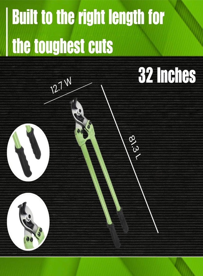 Wulf 32 Inch Heavy Duty Cable Cutter | Chrome Alloy Steel Jaws with Compound Cutting Action | Long Bolt Cutter for Chain, Wire Mesh, Steel Rods & Cables | Soft Rubber Grip Handle | Professional Tool - Image 3