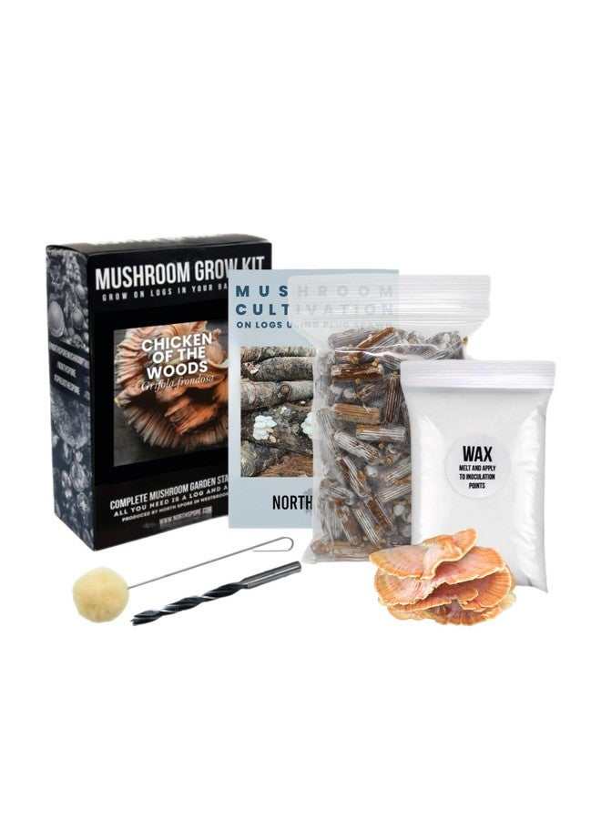 Generic North Spore Chicken of the Woods Mushroom Log Kit, Outdoor DIY Mushroom Kit, Easy & Fun Wellness Hobby, Includes 100 Count Mushroom Plugs for Logs, Made in USA, Culinary Mushrooms, Medicinal Mushrooms  - Image 1