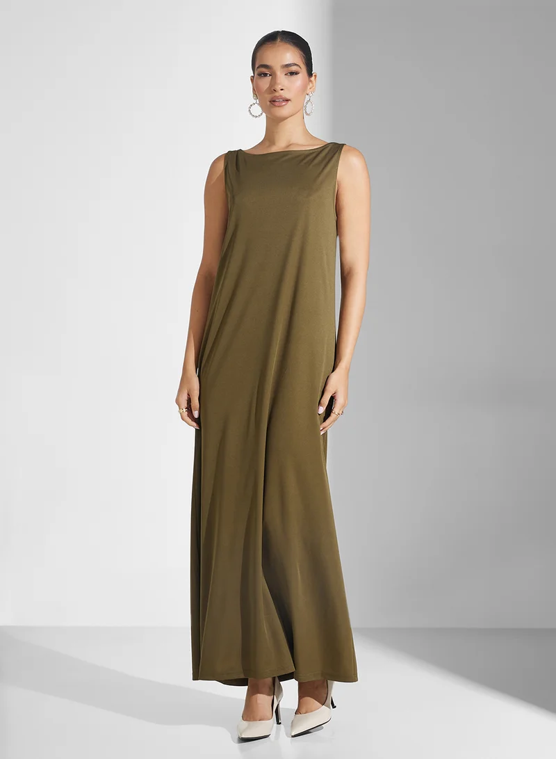SINOIR Olive Ruffle Maxi Dress