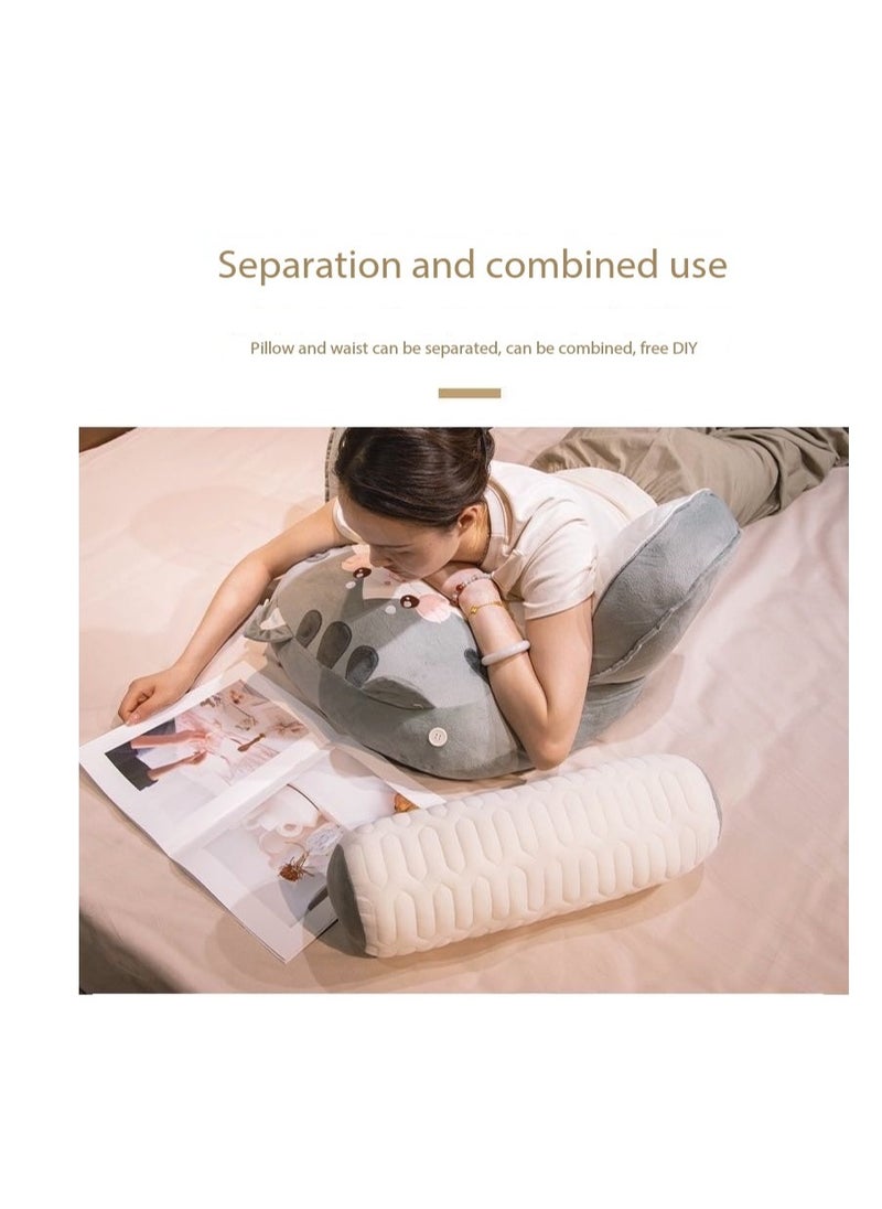 CityRiya-Long - Reading Pillow for Adults - Large Backrest Pillow with Detachable Neck Roll, Memory Foam Bed Rest & Sit Up Support Pillow, Ergonomic Lumbar Cushion for Reading, Watching TV, or Relaxing - Removable Washable Cover (70*50cm) - Image 1